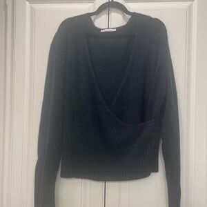 Abercrombie & Fitch Black V-Neck Sweater Knit Wrap Style